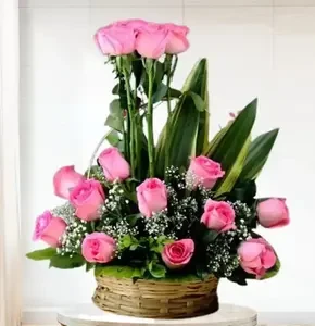 Pink Roses Basket