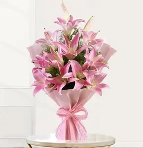 Pink Lilies Bouquet with Fillers